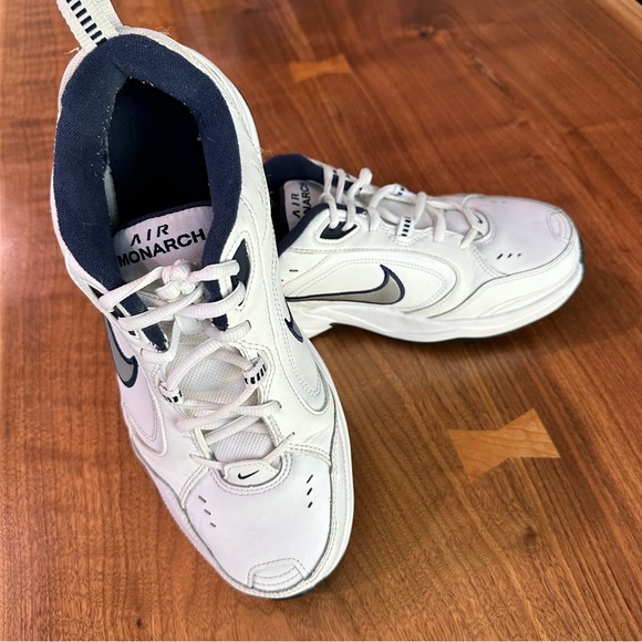 Nike Air Monarch “Full Length Air”. White/Blue/Metallic Silver. Size 10 Wide. - Picture 11 of 12
